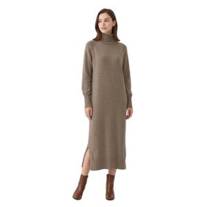 Clue Mock-Neck Side-Slit Maxi Knit Dress