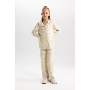 Defacto Girl Basic Regular Fit Knitted Pyjamas - Sand
