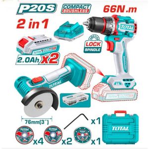 TOTAL 20V Brushless Cordless Combo Kit – TCKLI20766