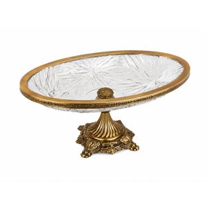 Classic Crystal Oval Fruit Bowl with Heavy-Duty Zamac Base – Luxury Gold Finish