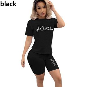 Fashion (black)Two Piece Set Women Hoodies And Pants Female