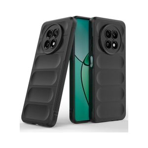 جراب سيليكون خلفي فاخر للحماية متوافق مع هاتف Realme 12 5G (وليس Realme 12 4G) جراب ماجيك شيلد المقاوم للصدمات مع حماية للكاميرا (أسود)