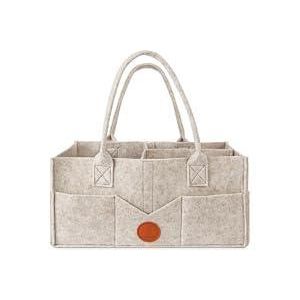 Baby Diaper Caddy Organizer, Felt Storage Basket with Handles and Multiple Compartments