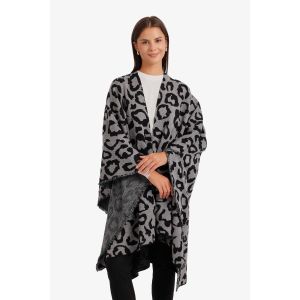 Carina Fringed Leopard Poncho