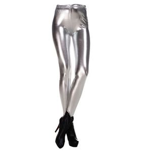 Generic Women Shiny Metallic Color Elastic Waist Leggings Silver @ Best  Price Online