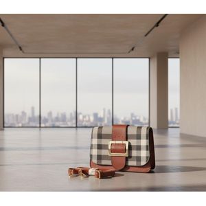 Elegant Synthetic Leather Camel Handbag 