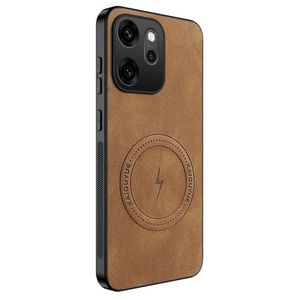 OPPO Reno 15F / Oppo Reno15 F  – Case Cover Compatible, Premium PU Leather Shockproof Back Cover with Built-in Magnetic Sheet, Soft TPU Bumper, Raised Edge Camera & Screen Protection – Brown