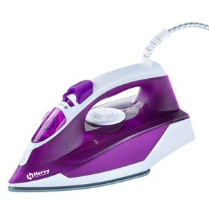 Hervy مكواة بخار هيرفي فيردي 2200 واط، صفيحة من السيراميك، مانعة للتنقيط، ذاتية التنظيف، بنفسجي