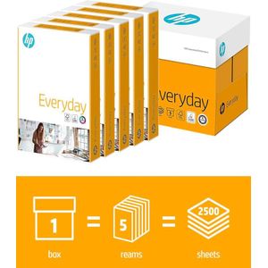 HP كرتونة ورق تصوير A4 وزن 80 جم – 5 رزم (2500 ورقة) جودة عالية للطباعة والنسخ– أداء يومي ثابت وجودة عالية