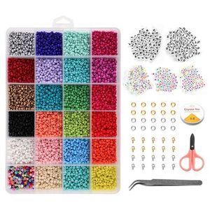 Bracelet Making Kit 10000Pcs Seed Beads 3MM Multiple Sizes Glass Craft  Beads with String Charms Jewelry Findings Tool for DIY