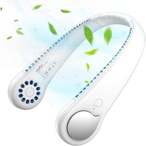 مروحة رقبة USB صغيرة بدون ريش مع تدفق هواء 360، مروحة تبريد شخصية محمولة بدون استخدام اليدين، ببطارية قابلة لإعادة الشحن، مثالية للأطفال والمكتب والسفر والرياضة والمنزل والأماكن الخارجية (أبيض)