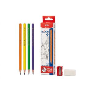 M&G Chenguang Exam HB Wooden Pencils – Super Dark Graphite with Free Sharpener & Eraser, 12-Pack, School & Exam Writing - No: AWP32014