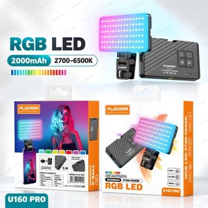 PLOKAMA إضاءة LED RGB U160، قوية، دوارة، مع أوضاع إضاءة متنوعة، يمكن تثبيتها على الكاميرا أو الهاتف المحمول أو الكمبيوتر، وهي إضاءة خارجية لجميع مبدعي المحتوى