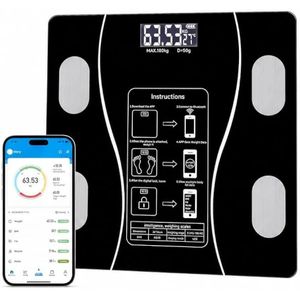 Bluetooth Body Fat Scale with App Black, Up to 180 kg LCD Display, 4 Metal Sensors, 50g Precision App Synchronization
