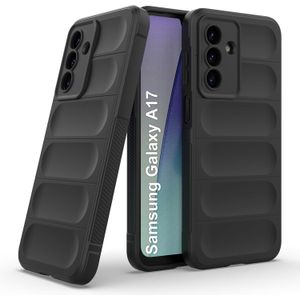جراب حماية سيليكون وبولي يوريثين مقاوم للحرارة بتصميم ملائم ومرن وناعم، مقاوم للصدمات مع حماية للكاميرا، لموبايل سامسونج جالاكسي A17 شبكة الجيل الرابع 4G/ شبكة الجيل الخامس 5G من دلع موبايلك، أسود