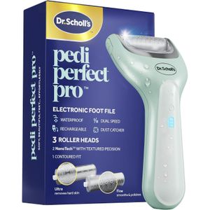 Dr. Scholl's Pedi Perfect Pro Electric Foot Callus Remover with x3 Roller Heads, Waterproof, Rechargeable - Removes Hard Skin for Soft Beautiful Feet, 90-Minute Run Time, Dust Catcher, Pedicure Tools