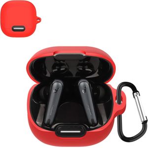 Silicone Case Compatible with Anker Soundcore Liberty 4 NC Earbuds, Soft Silicone Protective Case Cover, Shockproof Sleeve with Carabiner - Red
