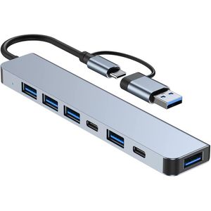 موزع USB C متعدد المنافذ 7 في 2 من لوستين مع 1  3.0 4 2.0 شحن USB-C منفذ بيانات متوافق ماك بوك واللابتوب والكمبيوتر واي وايباد فضي لوستراين