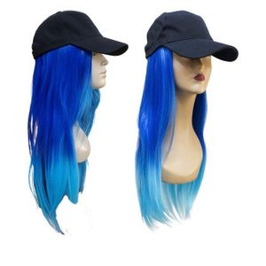 قبعة بيسبول بشعر أزرق متدرج