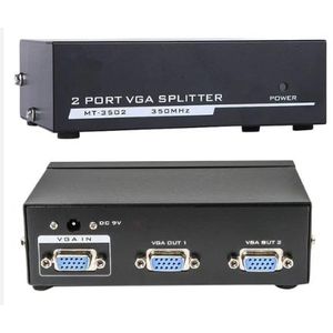موزع VGA Splitter ثنائي الاتجاه ، صندوق مشاركة صورة من جهاز كمبيوتر إلى شاشتين ، وتمتد إشارة 250 ميجا هرتز حتى 30 مترًا ، ويدعم 1920 * 1440
