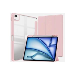 جراب لجهاز iPad Air 2025 (الجيل السابع) M3 مقاس 11 بوصة مع حامل قلم، غطاء ذكي نحيف مع غطاء خلفي شفاف لجهاز iPad Air 2025 (الجيل السابع) M3 مقاس 11 بوصة، يدعم الشحن اللاسلكي لقلم iPad، خاصية التشغيل/الإيقاف التلقائي - وردي