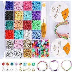 Ucradle Clay Beads- 4550pcs Clay Beads for Jewellery Making Kit, 18 Colours 6mm Round Clay Spacer Beads for Making Bracelets, Necklaces, Earrings and Other Jewelry Kids Adults