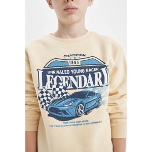 Defacto Boy Crew Neck Regular Fit Sweat Shirt - Beige