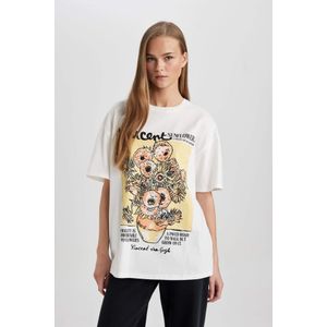 Defacto تي شيرت دي فاكتو فان جوخ بأكمام قصيرة وقصة واسعة