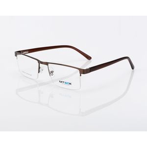 نظارة نظر هاف فريم معدنية للجنسين - عدسات مستطيلة انيقة - بني