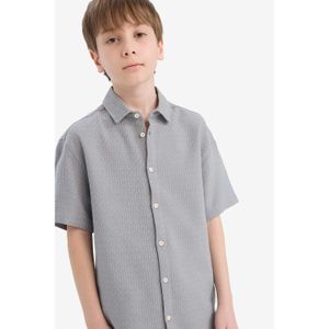 Defacto Polo Neck Textured Short Sleeve Shirt Boys'