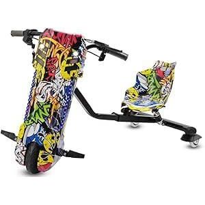 General 36V electric drift scooter featuring multi-colored lights and a charger.