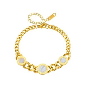 3Diamonds Gold Stainless Steel Bracelet Round Shape Fashion Accessory for Women