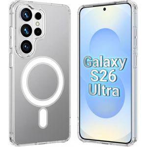جراب حماية شفاف مغناطيسي لهاتف سامسونج جالاكسي S26 ألترا، يدعم الشحن اللاسلكي المغناطيسي، مقاوم للصدمات مع بقاء الوضوح الكريستالي، تصميم نحيف، شفاف