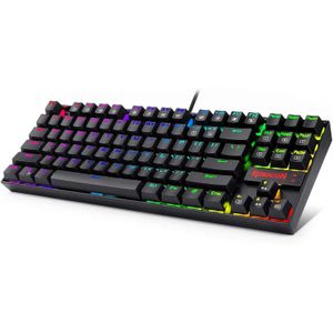Redragon كيبورد  K552 ميكانيكية للالعاب باضاءة RGB LED خلفية سلكي بمفاتيح مضادة للغبار للاب توب وكمبيوتر ويندوز اسود 87 مفتاح بني