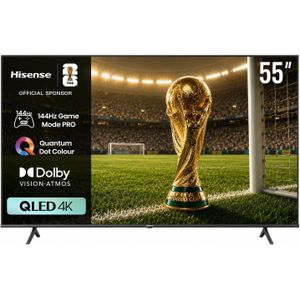 Hisense 55 Inch QLED 4K VIDAA Smart TV, Dolby Vision IQ, 144Hz Game Mode Pro, Built-in Subwoofer, Voice Control, Black - 55Q7N