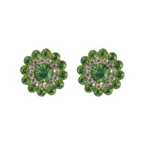 3Diamonds Metal earrings for women with circular lobes -Green