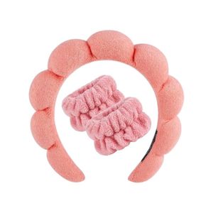 Avelon Healthcare Spa Headband for Washing Face Wristband Sponge Makeup Skincare Headband Terry Cloth Bubble Soft Get Ready Hairband for Women Girl Puffy Padded Headwear Non Slip Thick Hair Accessory