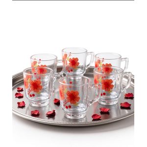 Clear glass cups , drinking glasses for tea and juice, set of 6 pieces