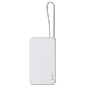 Aukey بنك الطاقة سبارك سلينج 10000 لايت سليم مع كابل USB-C مدمج - ابيض 