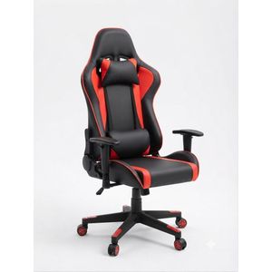 VRGLE Ergonomic Gaming Chair with 180° Reclinable Backrest, Adjustable Lumbar & Headrest Pillows, 3D Armrests - Red & Black