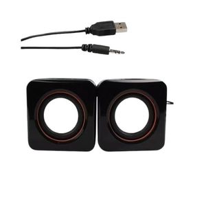 Crash سماعة كمبيوتر، تصميم صغير الحجم، صوت قوي، منفذ USB سلكي، ومنفذ صوت، قطعتان باللون الأسود