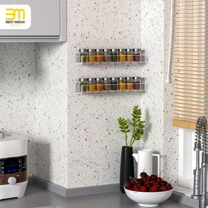 BEST MEDIA  Transparent Acrylic 3-Tier Wall Mount Spice Rack Organizer a Stackable & Expandable Hanging Spice Shelf for your Kitchen wall- Modern - 3 Pieces - Transparent