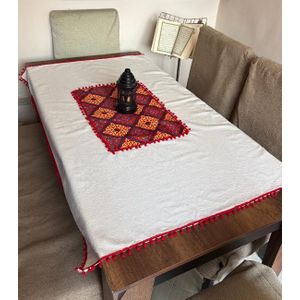 Tablecloth Ramadan Red Khaiyamia with  linen 1M , Decorative of Traditional Egyptian Pattern