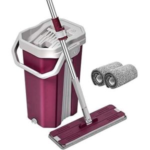 نظام مسح الدوران المسطح بخاصية العصر اللايدوي من BIRDLINE مزود برأس مرن 360 درجة (38X12.5 سم) مع وسادة ميكروفايبر فائقة الامتصاص، ومقبض قابل للتمديد من الفولاذ المقاوم للصدأ بطول 59.8 بوصة