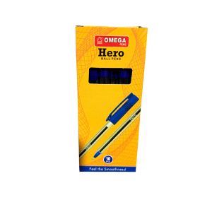S&A علبة قلم جاف جسم شفاف اوميجا هيرو أزرق 0.7مم 10ق Hero   
