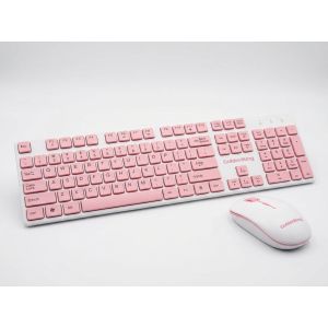 Golden King Wireless Keyboard and Mouse in Pink Color - Model GK100, Slim Elegant Design, Lightweight, Ideal for Daily Use & Office Work