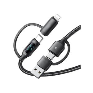 USB-C 4-in-1 Fast Charging Cable 2m with iPhone Port and Smart LED
