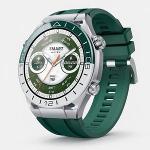 Haino Teko RW-67 WATCH Ultimate Smartwatch - Silver Case with Green Silicone Strap, Bluetooth Calling, GPS Map Navigation, Heart Rate Monitor, and Long Battery Life for Fitness and Style