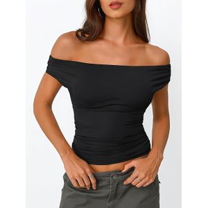 SHEIN بلوزة نسائية  بتصميم منسدل وقصة ضيقة مكشوفة الكتفين (قصة غير متماثلة)