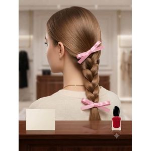 General  6 Pieces Trendy Colored Satin Hair Bow Clips